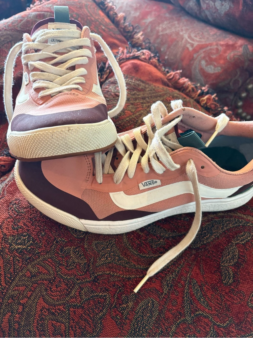 Vans Women's Pink and Brown Low-Top Skate Shoes
